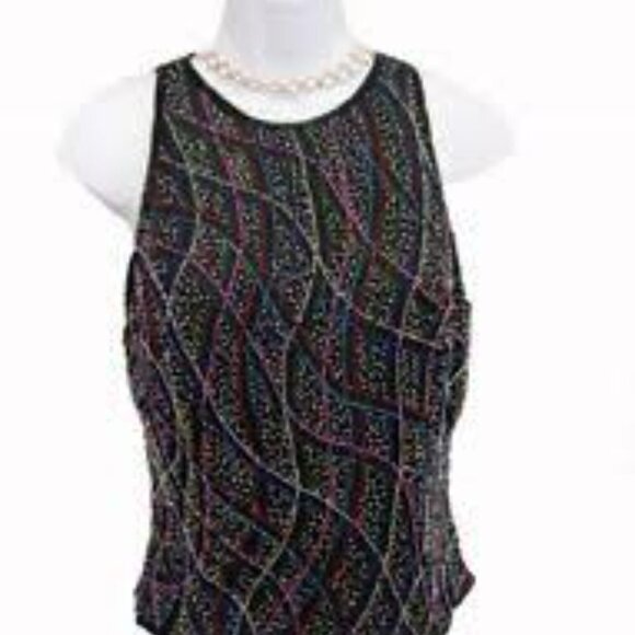 Laurence Kazar Studded Polyester Geometric Top Medium - Picture 2 of 5